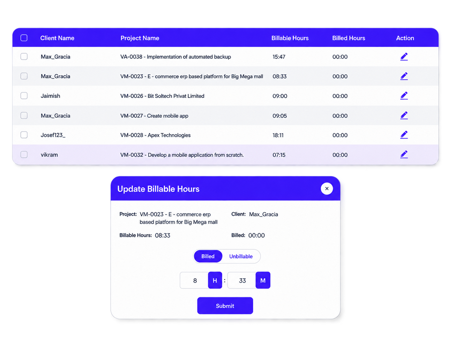 TimeMagick project billing